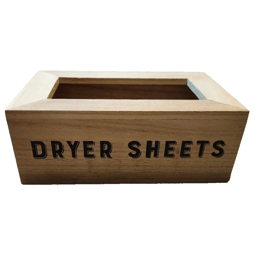 Wooden Dryer Sheets Box Cover with Black Lettering